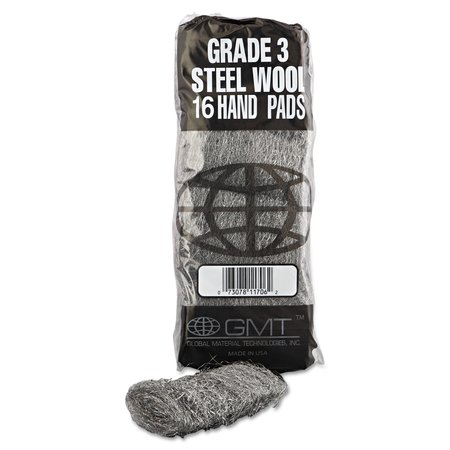 Gmt Industrial-Quality Steel Wool Hand Pad, #3 Medium, PK192 117006
